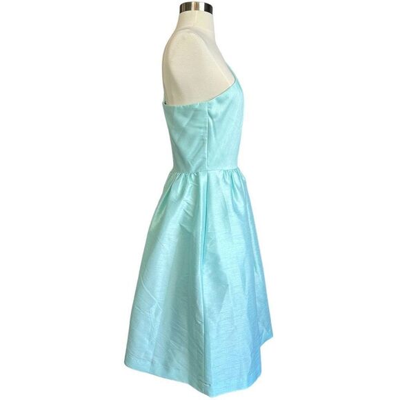 Alfred Sung One Shoulder Dupioni Belted Cocktail Dress Style D528 Sea Side - Picture 5 of 12